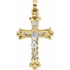 14K Yellow & White 25x18 mm Hollow Crucifix Pendant - Siddiqui Jewelers