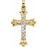 14K Yellow & White 25x18 mm Hollow Crucifix Pendant - Siddiqui Jewelers