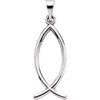 Sterling Silver 24x9 mm Ichthus (Fish) Pendant - Siddiqui Jewelers