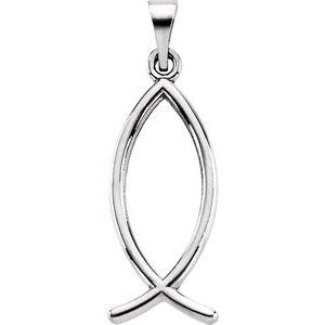 Sterling Silver 21x7.5 mm Ichthus (Fish) Pendant - Siddiqui Jewelers