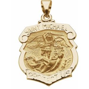 14K Yellow 25x21.5 mm Hollow St. Michael Medal - Siddiqui Jewelers