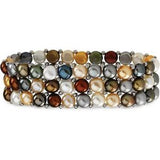 Sterling Silver Freshwater Cultured Multi-Colored Pearl 3 Row Stretch Bracelet-Siddiqui Jewelers