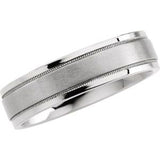 14K White 6.25 mm Flat Band with Milgrain Size 10.5 - Siddiqui Jewelers