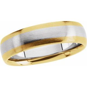 18K Yellow & Platinum & 18K Yellow 6 mm Half Round Band with Satin Finish Size 11.5 - Siddiqui Jewelers