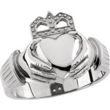 14K White 15x11 mm Claddagh Ring - Siddiqui Jewelers