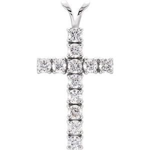 14K White 1 1/5 CTW Diamond Cross Pendant-Siddiqui Jewelers