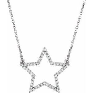 14K White 1/5 CTW Diamond Star 16" Necklace - Siddiqui Jewelers