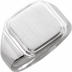 Sterling Silver Posh Mommy® Men's Square Signet Ring - Siddiqui Jewelers