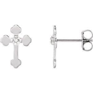 14K White .01 CTW Diamond Cross Earrings - Siddiqui Jewelers