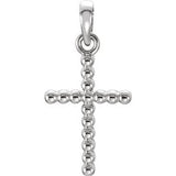 14K White 13.5x9.4 mm Beaded Cross Pendant - Siddiqui Jewelers