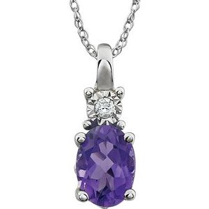 14K White Amethyst & .02 CTW Diamond 18" Necklace - Siddiqui Jewelers