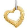 14K Two-Tone 25.3x20.84 mm Hammered Heart Pendant - Siddiqui Jewelers