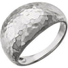 14K White 12 mm Hammered Dome Ring - Siddiqui Jewelers