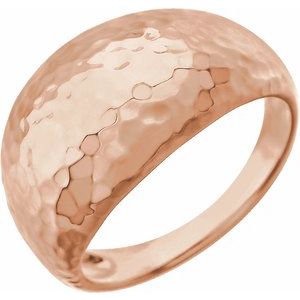 14K Rose 12 mm Hammered Dome Ring - Siddiqui Jewelers
