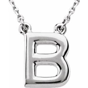 Sterling Silver Block Initial B 16" Necklace Siddiqui Jewelers