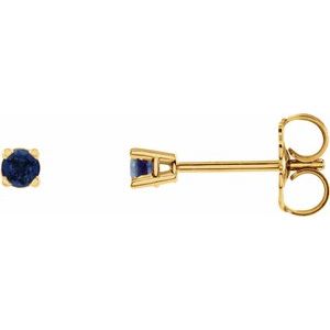 14K Yellow 2.5 mm Lab-Grown Blue Sapphire Stud Earrings Siddiqui Jewelers