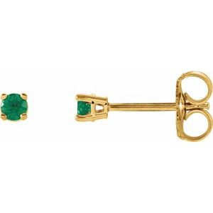 14K Yellow 2.5 mm Natural Emerald Stud Earrings Siddiqui Jewelers