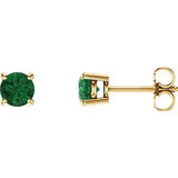 14K Yellow 5 mm Lab-Grown Emerald Stud Earrings Siddiqui Jewelers