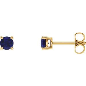 14K Yellow 4 mm Natural Blue Sapphire Earrings-Siddiqui Jewelers
