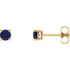 14K Yellow 4 mm Lab-Grown Blue Sapphire Stud Earrings Siddiqui Jewelers