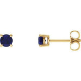 14K Yellow 4 mm Lab-Grown Blue Sapphire Stud Earrings Siddiqui Jewelers