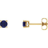 14K Yellow 4 mm Natural Blue Sapphire Stud Earrings Siddiqui Jewelers