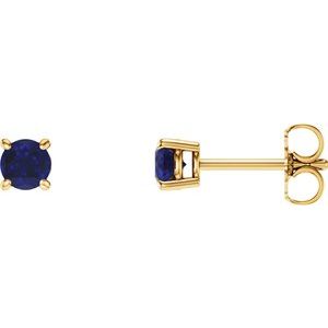 14K Yellow 5 mm Lab-Grown Blue Sapphire Stud Earrings Siddiqui Jewelers