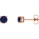 14K Rose 5 mm Lab-Grown Blue Sapphire Stud Earrings Siddiqui Jewelers