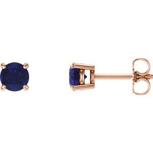 14K Rose 5 mm Lab-Grown Blue Sapphire Stud Earrings Siddiqui Jewelers