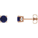 14K Rose 5 mm Natural Blue Sapphire Stud Earrings Siddiqui Jewelers