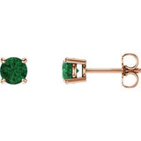 14K Rose 5 mm Lab-Grown Emerald Stud Earrings Siddiqui Jewelers