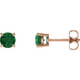 14K Rose 5 mm Natural Emerald Stud Earrings Siddiqui Jewelers