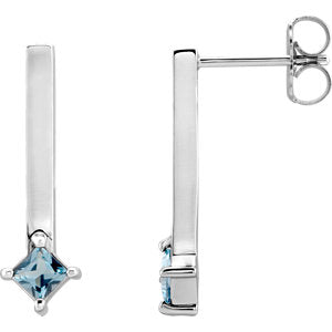 14K White London Blue Topaz Bar Drop Earrings - Siddiqui Jewelers