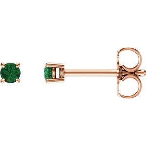 14K Rose 2.5 mm Natural Emerald Stud Earrings Siddiqui Jewelers