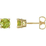 14K Yellow 5 mm Round Peridot Friction Post Stud Earrings - Siddiqui Jewelers