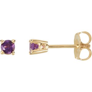 14K Yellow 3 mm Round Amethyst Friction Post Stud Earrings - Siddiqui Jewelers