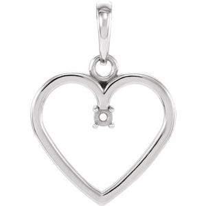 Sterling Silver 1.7 mm Heart Pendant Mounting - Siddiqui Jewelers