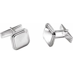 Posh Mommy® Engravable Square Cuff Links-Siddiqui Jewelers