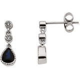 14K White Blue Sapphire & .05 CTW Diamond Earrings - Siddiqui Jewelers