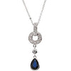 14K White Blue Sapphire & .08 CTW Diamond 18" Necklace - Siddiqui Jewelers