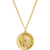 24K Gold Plated Sterling Silver 25 mm St. Christopher Medal 24" Necklace - Siddiqui Jewelers