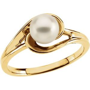 14K Yellow Akoya Cultured Pearl Ring - Siddiqui Jewelers