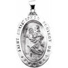 14K White 29x20 mm Hollow Oval St. Christopher Medal - Siddiqui Jewelers