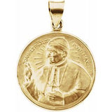 14K Yellow 20 mm Round Pope John Paul II Hollow Medal - Siddiqui Jewelers