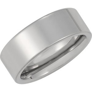 White Tungsten 8 mm Flat Band Size 10 - Siddiqui Jewelers