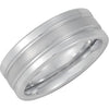 White Tungsten 8 mm Flat Ridged Band Size 10.5 - Siddiqui Jewelers