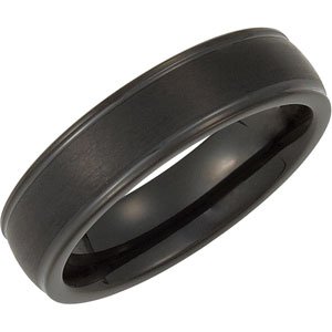 Black Tungsten 6 mm Grooved Band Size 10-Siddiqui Jewelers