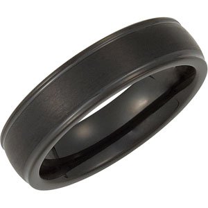 Black Tungsten 6 mm Grooved Band Size 9 - Siddiqui Jewelers