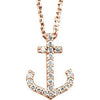 14K Rose .08 CTW Diamond Anchor 16" Necklace - Siddiqui Jewelers