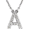 14K White 1/8 CTW Natural Diamond Initial A 16" Necklace Siddiqui Jewelers